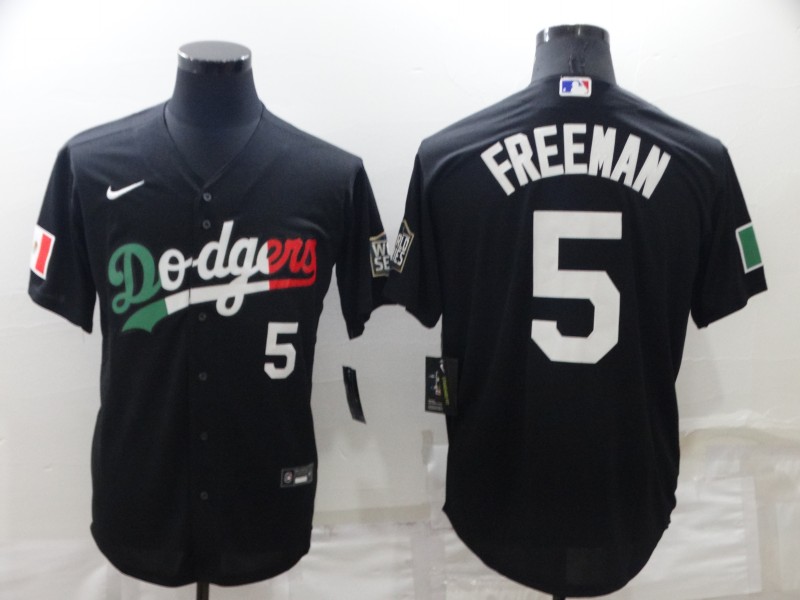 Men's Los Angeles Dodgers Freddie Freeman #5 Black Stitched Jersey